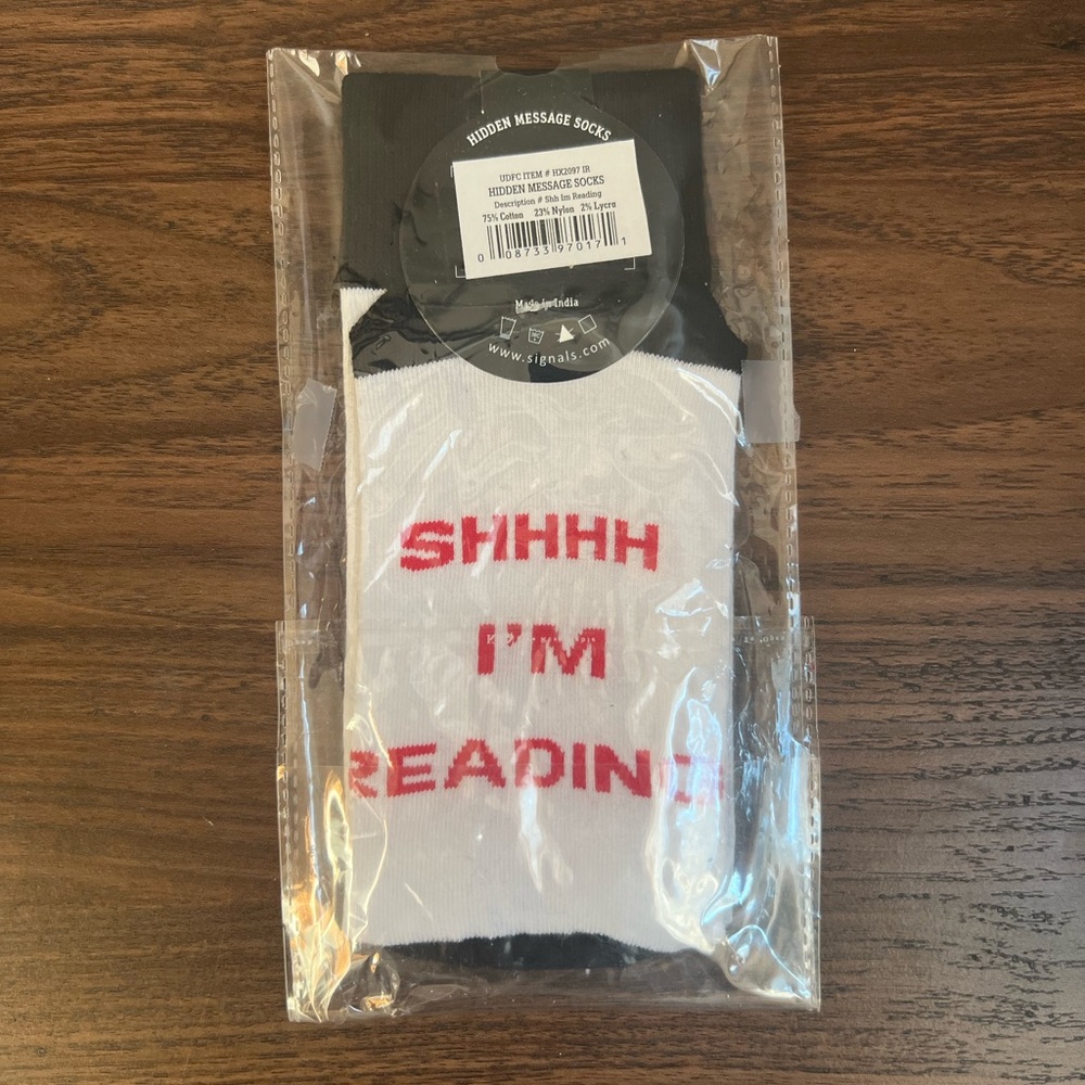 Signals Hidden Message "Shh I'm Reading" Socks